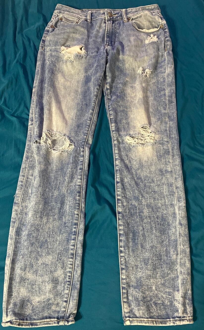 American Eagle Men's Distressed Acid Wash Ripped Denim Jeans 31x34